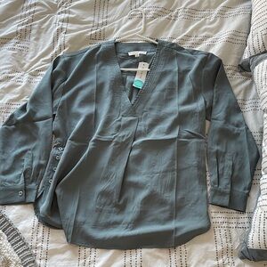 Fun2Fun Nola V-Neck Blouse - Green, small